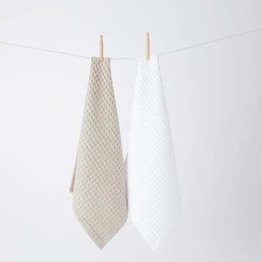Waffle Tea Towel Set Of 2 - Oatmeal