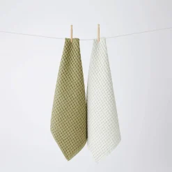 Waffle Tea Towel Set Of 2 - Olive