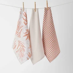 Wattle Tea Towel Set Of 3 - Clay