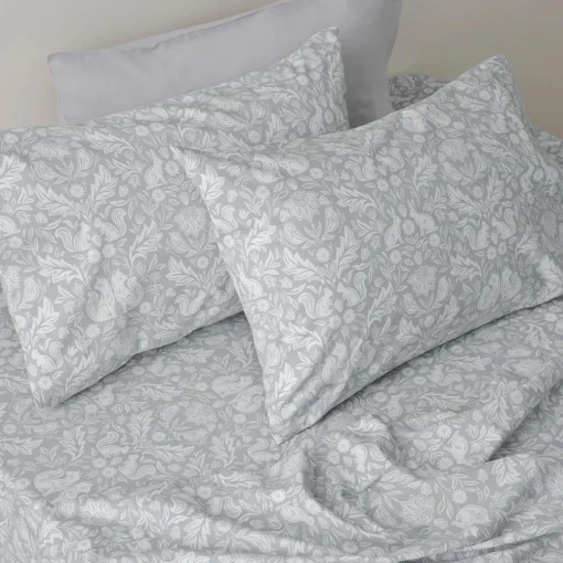 Woodland Flannelette Sheet Set - Teal/Cream Floral