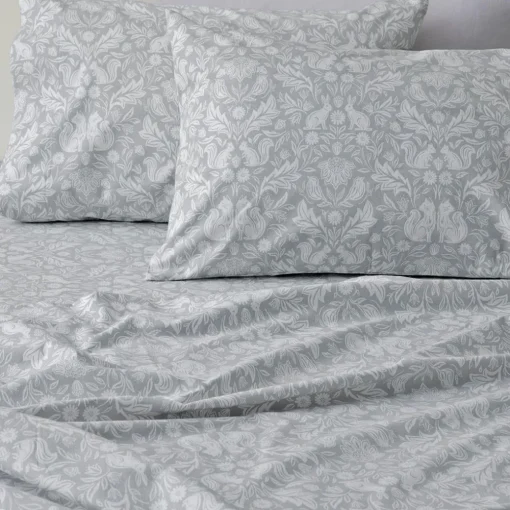 Woodland Flannelette Sheet Set - Teal/Cream Floral