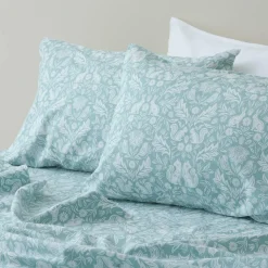 Woodland Flannelette Sheet Set - Teal/Cream Floral