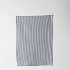 Yarn Dye Stripe Tea Towel Set Of 3 - Navy