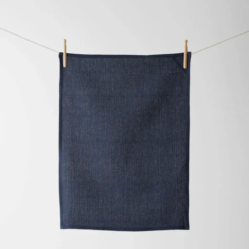 Yarn Dye Stripe Tea Towel Set Of 3 - Navy