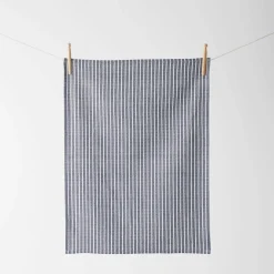 Yarn Dye Stripe Tea Towel Set Of 3 - Navy