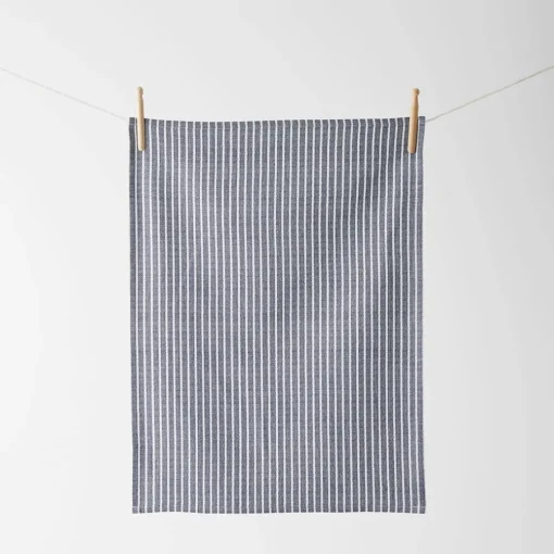 Yarn Dye Stripe Tea Towel Set Of 3 - Navy