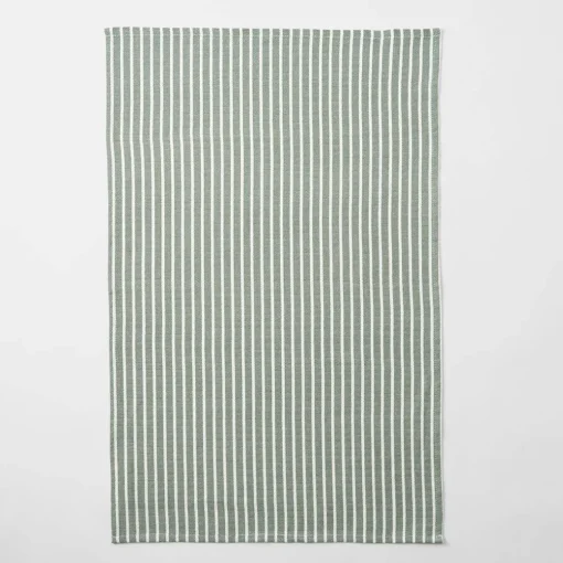 Yarn Dye Stripe Tea Towel Set Of 3 - Khaki